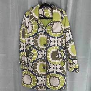 Boden Rainy Day Jacket Blue Green Floral size 10